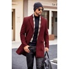 image:imageCOOFANDY Mens Wool Blend Coat with Detachable Plaid Scarfs Notched Collar Single Breasted Pea Coat Trench OvercoatRed