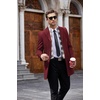 image:imageCOOFANDY Mens Wool Blend Coat with Detachable Plaid Scarfs Notched Collar Single Breasted Pea Coat Trench OvercoatRed