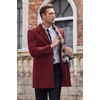 image:imageCOOFANDY Mens Wool Blend Coat with Detachable Plaid Scarfs Notched Collar Single Breasted Pea Coat Trench OvercoatWine Red
