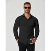 image:imageCOOFANDY Stretch Mens Dress Shirts Wrinkle Free Long Sleeve Dress Shirt Muscle Fit Button Down ShirtBlack