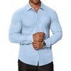image:imageCOOFANDY Stretch Mens Dress Shirts Wrinkle Free Long Sleeve Dress Shirt Muscle Fit Button Down ShirtLight Blue