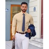 image:imageCOOFANDY Stretch Mens Dress Shirts Wrinkle Free Long Sleeve Dress Shirt Muscle Fit Button Down ShirtLight Khaki