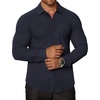 image:imageCOOFANDY Stretch Mens Dress Shirts Wrinkle Free Long Sleeve Dress Shirt Muscle Fit Button Down ShirtNavy Blue