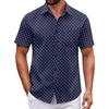 image:imageCOOFANDY Men Button Down Shirt Short Sleeve Casual Shirts Printed Dress Shirt with PocketNavy Blue Square