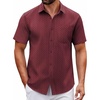 image:imageCOOFANDY Men Button Down Shirt Short Sleeve Casual Shirts Printed Dress Shirt with PocketWine Redpolka Dots