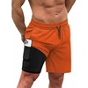 image:imageCOOFANDY Men Swim Trunk with Compression Liner 2 in 1 Swimwear Bathing Suit Quick Dry Board ShortRed Orange