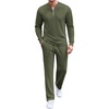 image:imageCOOFANDY Mens 2 Piece Tracksuit Set Polo Athletic Sweatsuit Quarter Zip Jogging Long Sleeve Casual Sports OutfitsArmy Green