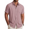 image:imageCOOFANDY Mens Button Down Shirt Short Sleeve Casual Shirts Summer Beach Textured Shirts with PocketPink