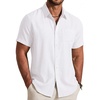 image:imageCOOFANDY Mens Button Down Shirt Short Sleeve Casual Shirts Summer Beach Textured Shirts with PocketWhite
