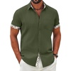 image:imageCOOFANDY Mens Button Down Shirts Short Sleeve Casual Cotton Shirts Summer Beach Wedding Shirt with PocketArmy Green