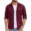 image:imageCOOFANDY Mens Button Down Waffle Shirt Jacket Casual Long Sleeve Shacket Lightweight Overshirts with Flap PocketsDeep Red