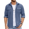 image:imageCOOFANDY Mens Button Down Waffle Shirt Jacket Casual Long Sleeve Shacket Lightweight Overshirts with Flap PocketsDenim Blue