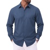 image:imageCOOFANDY Mens Casual Button Down Shirts Long Sleeve Untucked Shirts Vintage Denim Dress ShirtBluetextured