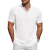 image:imageCOOFANDY Mens Casual Henley Shirt Short Sleeve Cotton Pique Band Collar Shirt Summer Button Basic Tee ShirtsWhite