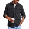 image:imageCOOFANDY Mens Corduroy Button Down Shirts Jackets Casual Long Sleeve Shacket Lightweight Overshirts with Flap PocketsDark Gray