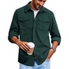 image:imageCOOFANDY Mens Corduroy Button Down Shirts Jackets Casual Long Sleeve Shacket Lightweight Overshirts with Flap PocketsEvergreen
