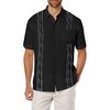 image:imageCOOFANDY Mens Cuban Guayabera Shirt Short Sleeve Linen Button Down Shirts Casual Summer Beach TopsBlack