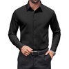 image:imageCOOFANDY Mens Dress Shirts Long Sleeve Stain Shield Button Down Shirt Regular Fit Formal Business Wedding ShirtsBlack