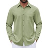 image:imageCOOFANDY Mens Dress Shirts Untucked Long Sleeve Button Down Denim Shirt Stretch Business Casual ShirtsLight Green