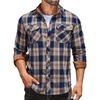 image:imageCOOFANDY Mens Fall Plaid Button Down Shirt Long Sleeve Casual Cowboy Work Shirts Lightweight Flannel Shirts Two PocketA Plaidnavy Khaki Plaid