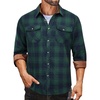image:imageCOOFANDY Mens Fall Plaid Button Down Shirt Long Sleeve Casual Cowboy Work Shirts Lightweight Flannel Shirts Two PocketPlaidgreen