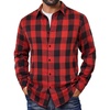 image:imageCOOFANDY Mens Flannel Shirts Long Sleeve Plaid Button Down Shirts Casual Cotton ShirtsRed Checkered