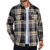 image:imageCOOFANDY Mens Flannel Shirts Long Sleeve Plaid Shirt Jacket Button Down Shirt with PocketsKhaki