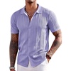 image:imageCOOFANDY Mens Knit Shirts Short Sleeve Button Down Polo Shirt Fashion Casual Summer Beach ShirtsLilac
