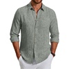 image:imageCOOFANDY Mens Long Sleeve Button Down Shirt Casual Untucked Shirts Summer Beach Wedding Linen Textured ShirtsArmy Green