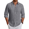image:imageCOOFANDY Mens Long Sleeve Button Down Shirt Casual Untucked Shirts Summer Beach Wedding Linen Textured ShirtsDeep Grey