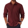 image:imageCOOFANDY Mens Long Sleeve Button Down Shirts Casual Untucked Shirts for Men Dress Shirts Beach Wedding ShirtsDark Red