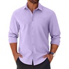 image:imageCOOFANDY Mens Long Sleeve Button Down Shirts Casual Untucked Shirts for Men Dress Shirts Beach Wedding ShirtsLavender