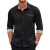 image:imageCOOFANDY Mens Long Sleeve Casual Button Down Shirts Untucked Shirts Plaid Collar Vintage Denim ShirtBlack