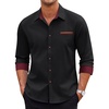 image:imageCOOFANDY Mens Long Sleeve Casual Button Down Shirts Untucked Shirts Plaid Collar Vintage Denim ShirtType 02  Black