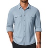 image:imageCOOFANDY Mens Long Sleeve Shirts Casual Button Down Shirt Wrinkle Free Dress Shirt with PocketClear Blue