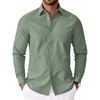 image:imageCOOFANDY Mens Oxford Shirt Long Sleeve Casual Button Down Shirts Soild Dress Shirts with PocketGreen