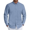 image:imageCOOFANDY Mens Oxford Shirt Long Sleeve Regular Fit Dress Shirt Casual Button Down Shirts for MenGrey Blue