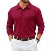 image:imageCOOFANDY Mens Polo Shirts 2025 Long Sleeve Casual Golf Shirts Light Weight Moisture Wicking Pullover ShirtsWine Red