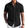 image:imageCOOFANDY Mens Short Sleeve Button Down Shirt Casual Summer Beach Wedding Vacation ShirtsBlack