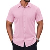 image:imageCOOFANDY Mens Short Sleeve Dress Shirts Stretch Wrinkle Free Untucked Casual Button Down ShirtPink