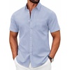 image:imageCOOFANDY Mens Short Sleeve Oxford Shirt Plaid Casual Button Down Shirts Summer Untucked Dress Shirt with Pocket01light Grey Plaid
