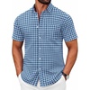 image:imageCOOFANDY Mens Short Sleeve Oxford Shirt Plaid Casual Button Down Shirts Summer Untucked Dress Shirt with PocketBlue Green Plaid
