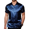 image:imageCOOFANDY Mens Silk Button Down Short Sleeve Dress ShirtNavy Bluepure