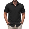 image:imageCOOFANDY Mens Stretch Dress Shirts Short Sleeve Casual Button Down Shirts with PocketBlack