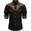 image:imageCOOFANDY Mens Western Cowboy Shirt Embroidered Button Down Long Sleeve ShirtsCotton  Black  Brown
