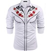image:imageCOOFANDY Mens Western Cowboy Shirt Long Sleeve Embroidered Shirt Slim Fit Cotton Casual Button Down ShirtWhite Retro Rose