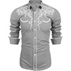 image:imageCOOFANDY Mens Western Cowboy Shirts Long Sleeve Embroidered Shirt Slim Fit Casual Button Down ShirtsGrey
