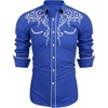 image:imageCOOFANDY Mens Western Cowboy Shirts Long Sleeve Embroidered Shirt Slim Fit Casual Button Down ShirtsRoyal Blue