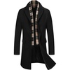 image:imageCOOFANDY Mens Wool Blend Coat with Detachable Plaid Scarfs Notched Collar Single Breasted Pea Coat Trench OvercoatAblack