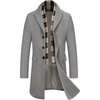 image:imageCOOFANDY Mens Wool Blend Coat with Detachable Plaid Scarfs Notched Collar Single Breasted Pea Coat Trench OvercoatLight Grey